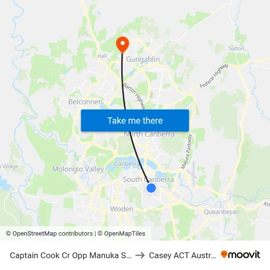 Captain Cook Cr Opp Manuka Shops to Casey ACT Australia map