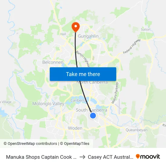 Manuka Shops Captain Cook Cr to Casey ACT Australia map