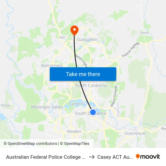 Australian Federal Police College Brisbane Av to Casey ACT Australia map