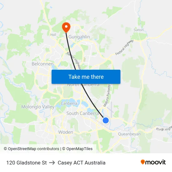 120 Gladstone St to Casey ACT Australia map