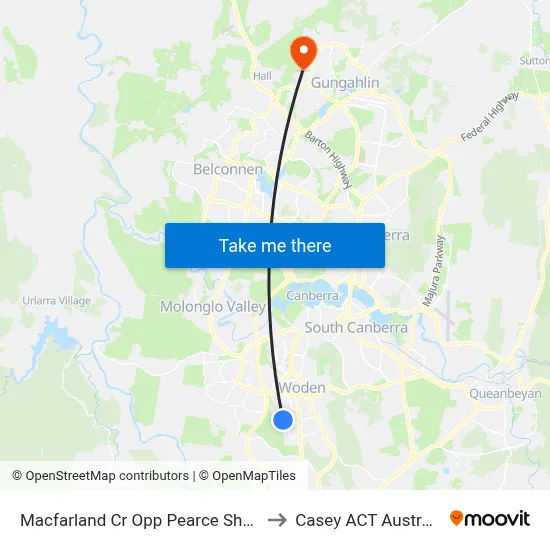 Macfarland Cr Opp Pearce Shops to Casey ACT Australia map
