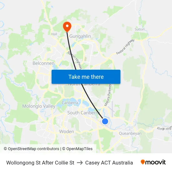 Wollongong St After Collie St to Casey ACT Australia map