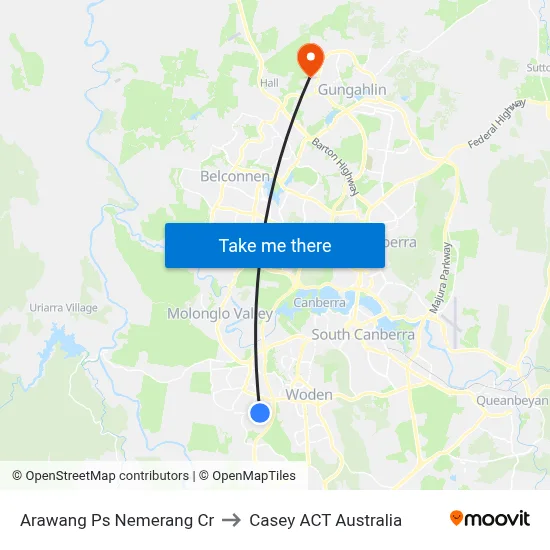 Arawang Ps Nemerang Cr to Casey ACT Australia map
