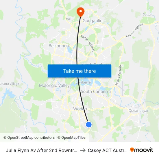 Julia Flynn Av After 2nd Rowntree Cr to Casey ACT Australia map