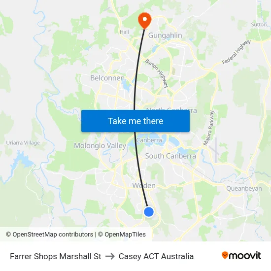 Farrer Shops Marshall St to Casey ACT Australia map