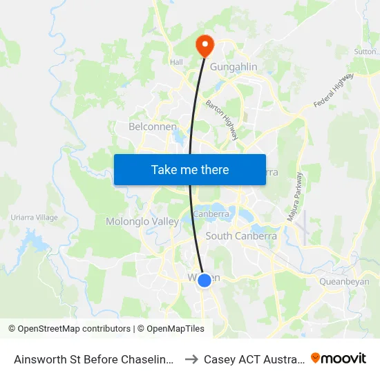 Ainsworth St Before Chaseling St to Casey ACT Australia map