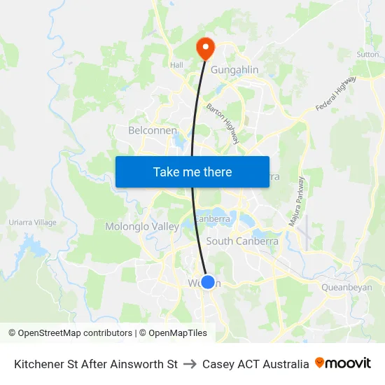 Kitchener St After Ainsworth St to Casey ACT Australia map