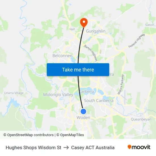 Hughes Shops Wisdom St to Casey ACT Australia map