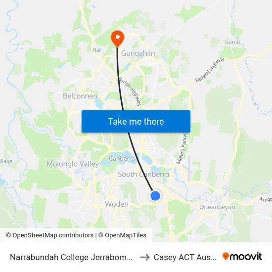 Narrabundah College Jerrabomberra Av to Casey ACT Australia map