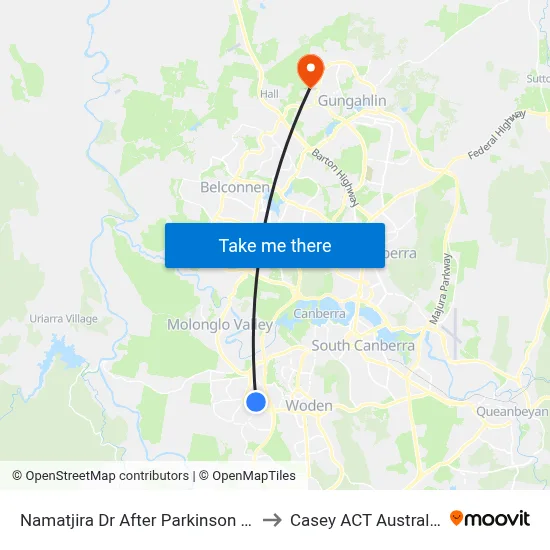 Namatjira Dr After Parkinson St to Casey ACT Australia map