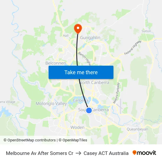 Melbourne Av After Somers Cr to Casey ACT Australia map