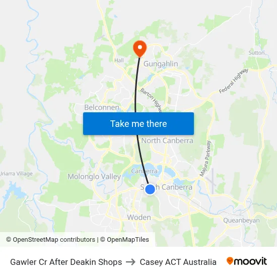 Gawler Cr After Deakin Shops to Casey ACT Australia map