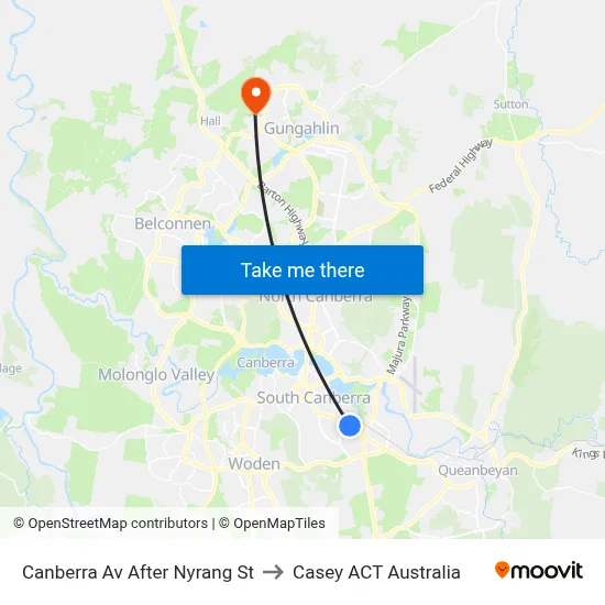 Canberra Av After Nyrang St to Casey ACT Australia map
