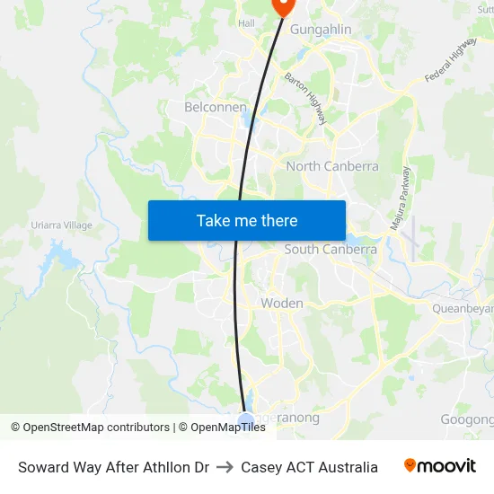 Soward Way After Athllon Dr to Casey ACT Australia map