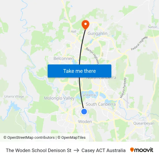 The Woden School Denison St to Casey ACT Australia map