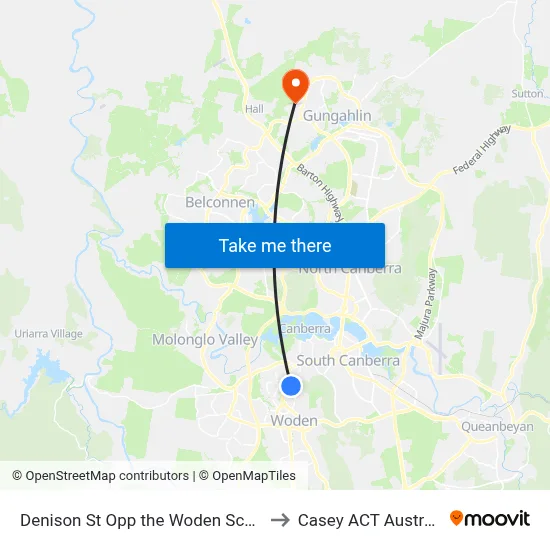 Denison St Opp the Woden School to Casey ACT Australia map
