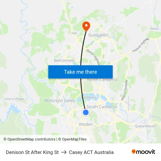 Denison St After King St to Casey ACT Australia map