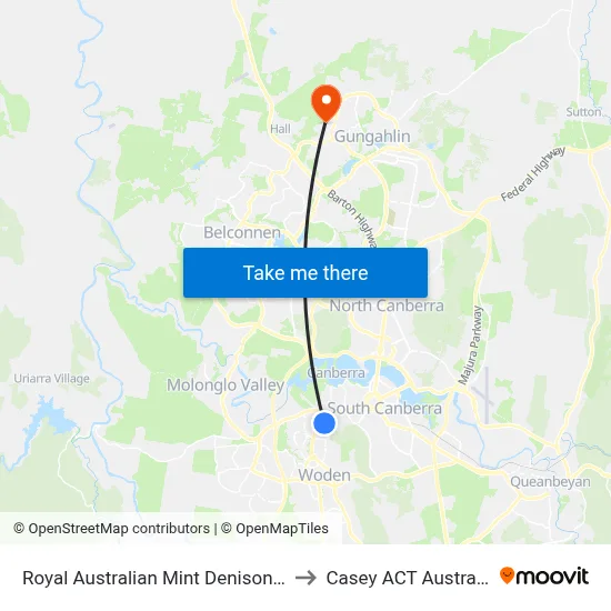 Royal Australian Mint Denison St to Casey ACT Australia map