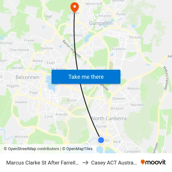 Marcus Clarke St After Farrell Pl to Casey ACT Australia map