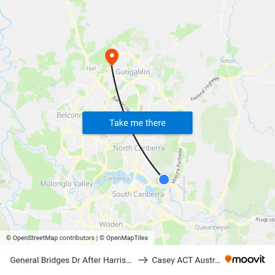 General Bridges Dr After Harrison Rd to Casey ACT Australia map