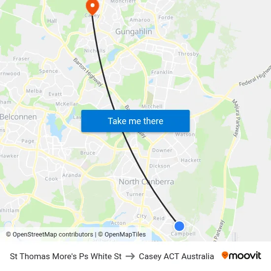 St Thomas More's Ps White St to Casey ACT Australia map