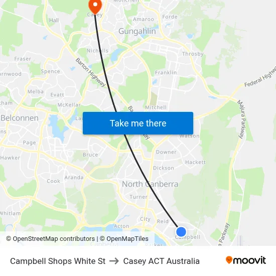 Campbell Shops White St to Casey ACT Australia map