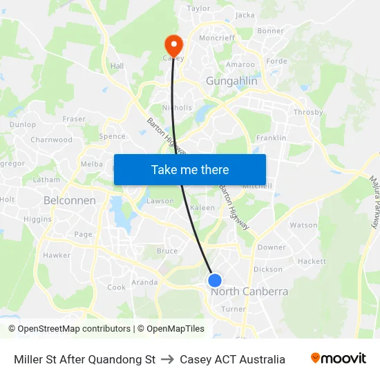 Miller St After Quandong St to Casey ACT Australia map