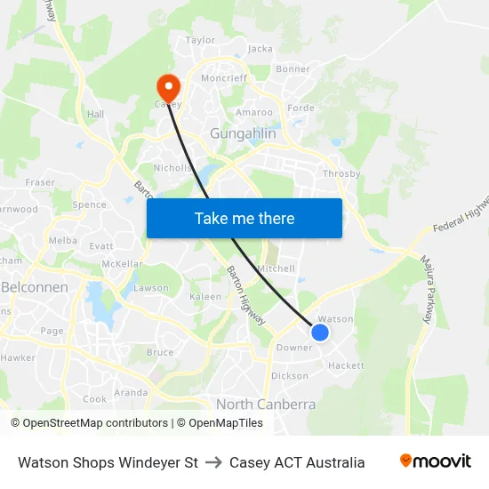 Watson Shops Windeyer St to Casey ACT Australia map