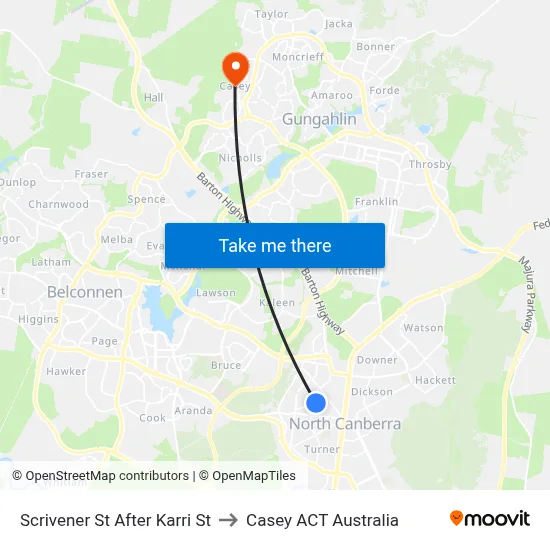 Scrivener St After Karri St to Casey ACT Australia map