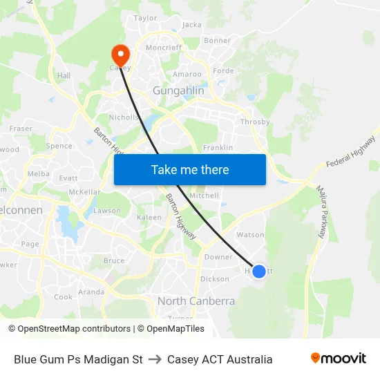 Blue Gum Ps Madigan St to Casey ACT Australia map