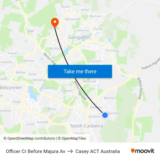 Officer Cr Before Majura Av to Casey ACT Australia map
