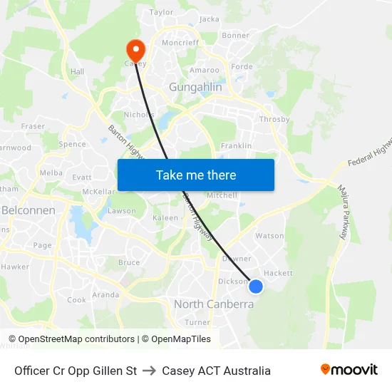 Officer Cr Opp Gillen St to Casey ACT Australia map