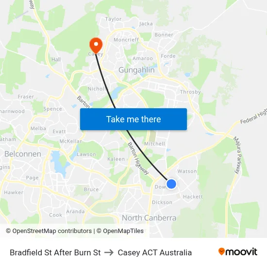 Bradfield St After Burn St to Casey ACT Australia map