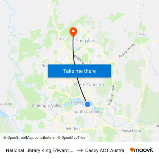 National Library King Edward Tce to Casey ACT Australia map