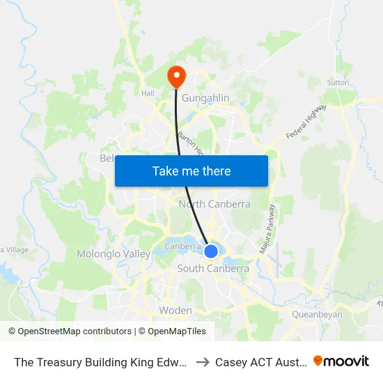 The Treasury Building King Edward Tce to Casey ACT Australia map