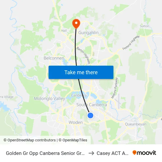 Golden Gr Opp Canberra Senior Grammar School to Casey ACT Australia map