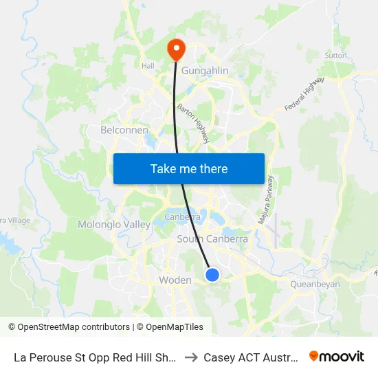 La Perouse St Opp Red Hill Shops to Casey ACT Australia map