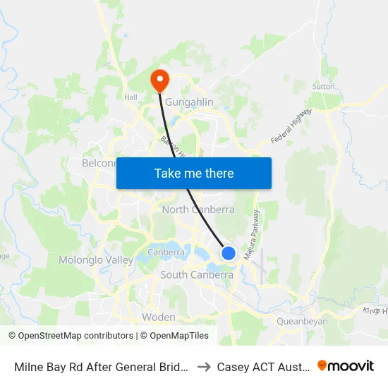 Milne Bay Rd After General Bridges Rd to Casey ACT Australia map