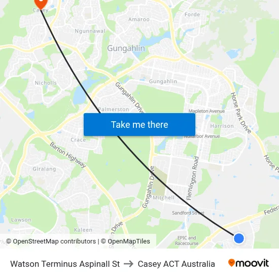 Watson Terminus Aspinall St to Casey ACT Australia map
