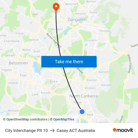City Interchange Plt 10 to Casey ACT Australia map