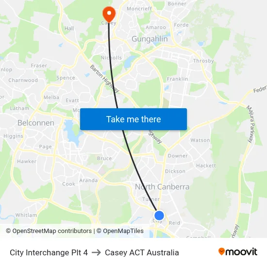 City Interchange Plt 4 to Casey ACT Australia map