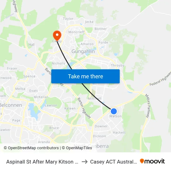 Aspinall St After Mary Kitson St to Casey ACT Australia map