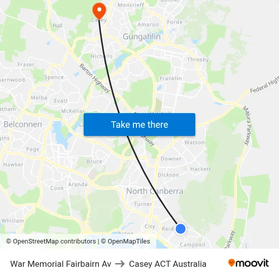 War Memorial Fairbairn Av to Casey ACT Australia map