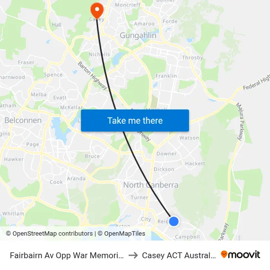 Fairbairn Av Opp War Memorial to Casey ACT Australia map