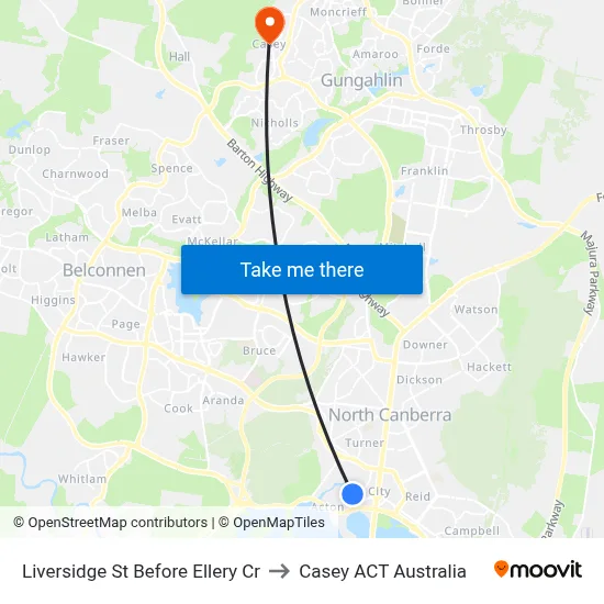 Liversidge St Before Ellery Cr to Casey ACT Australia map