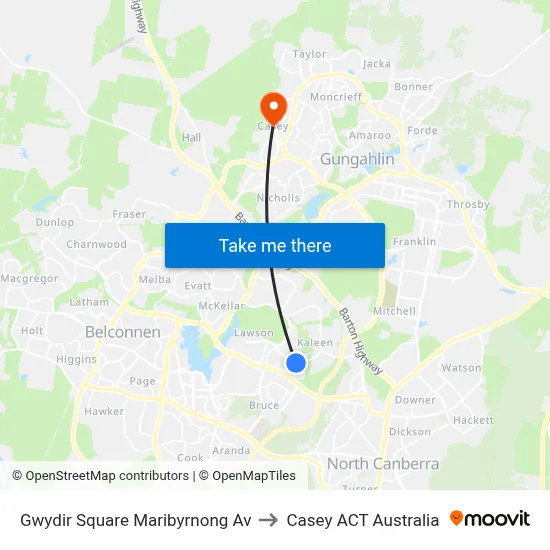 Gwydir Square Maribyrnong Av to Casey ACT Australia map