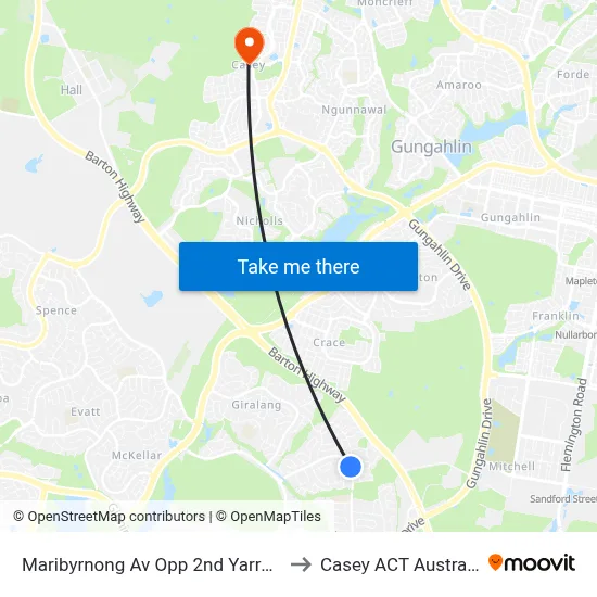 Maribyrnong Av Opp 2nd Yarra St to Casey ACT Australia map
