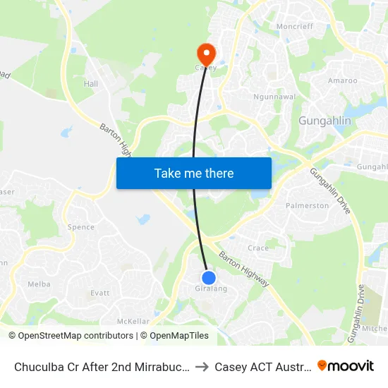 Chuculba Cr After 2nd Mirrabucca Cr to Casey ACT Australia map