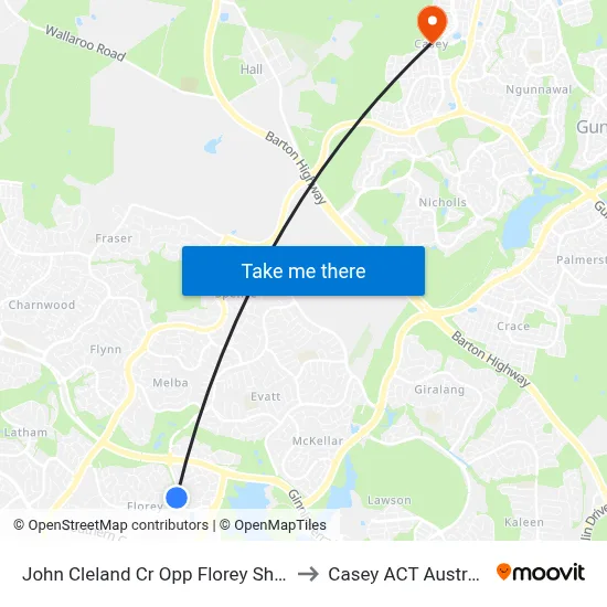 John Cleland Cr Opp Florey Shops to Casey ACT Australia map