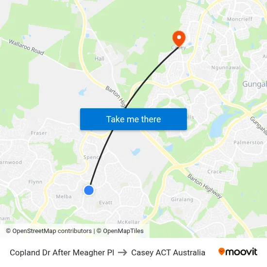 Copland Dr After Meagher Pl to Casey ACT Australia map